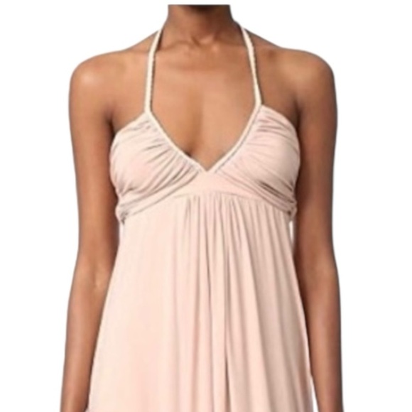 Misa Los Angeles Anya Peach Deep V Neck Ruched Halter Maxi Dress Women’s XS - Picture 2 of 16